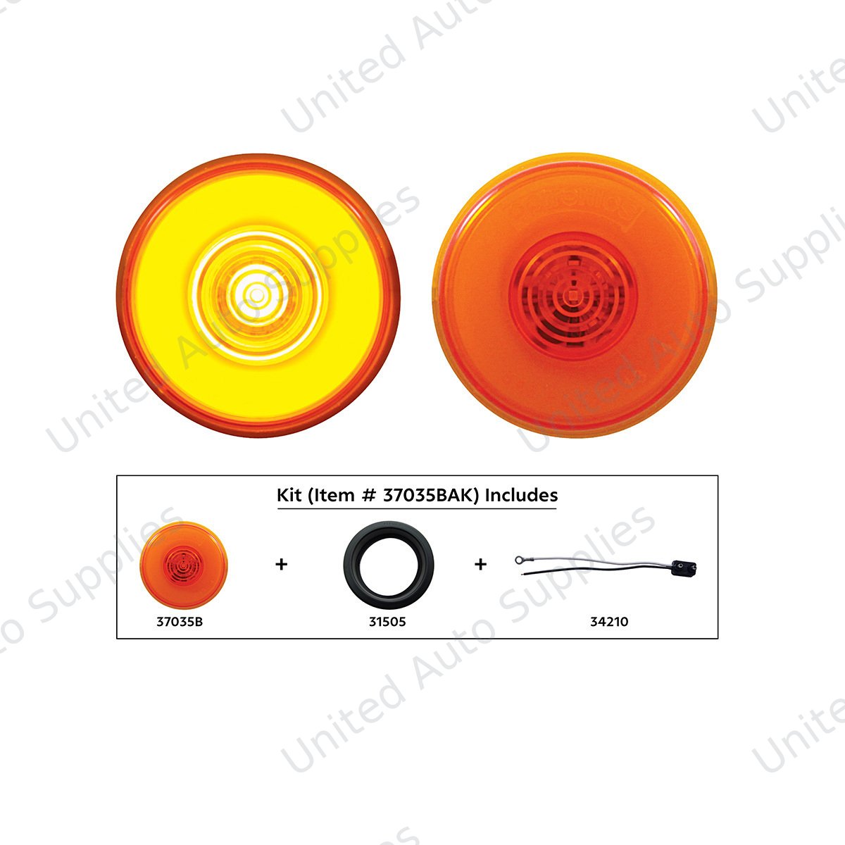 GloLight 6 LED 2" Round Clearance/Marker Light Kit - Amber LED/Amber Lens