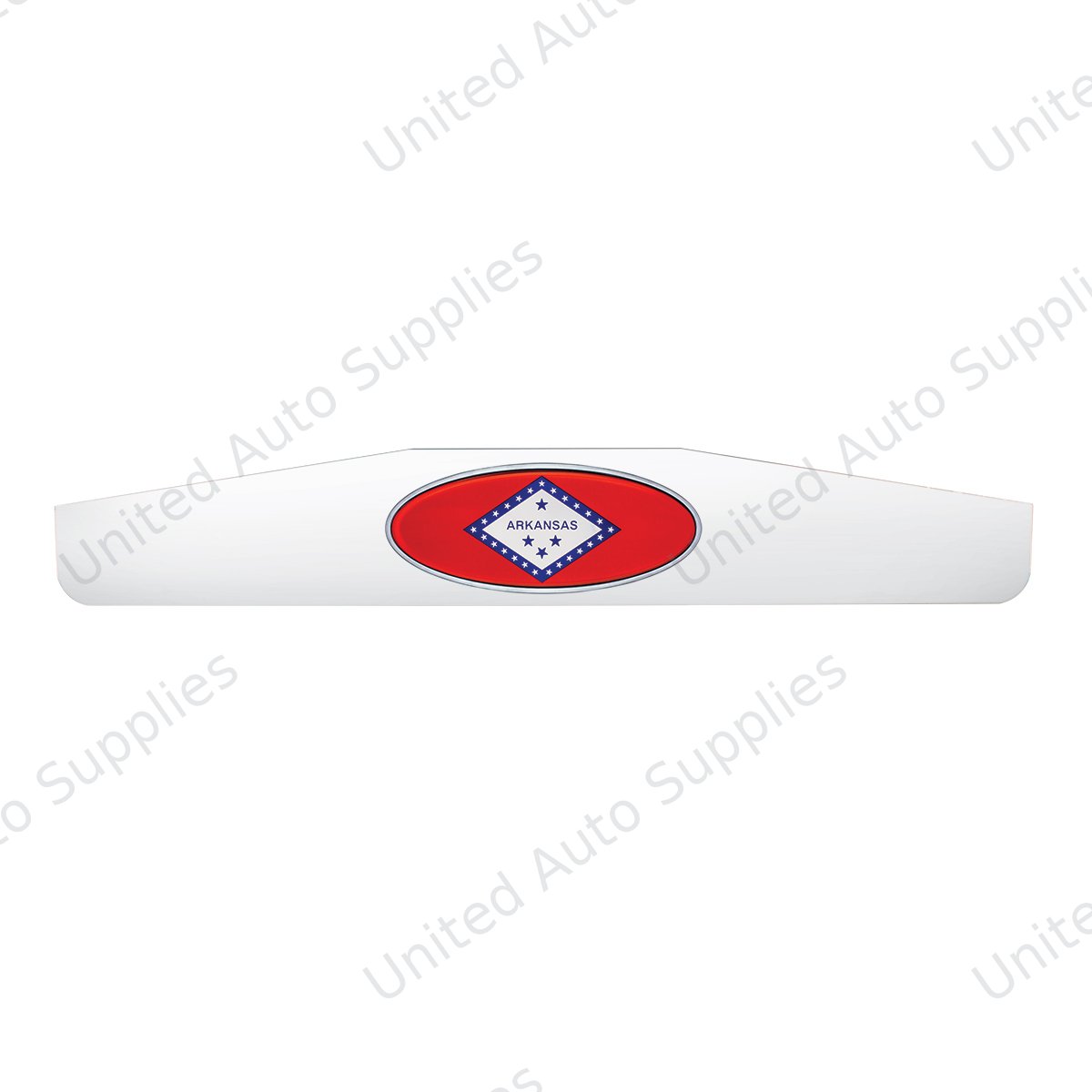 4" X 24" Chrome Bottom Mud Flap Weight With Oval Arkansas Flag Emblem