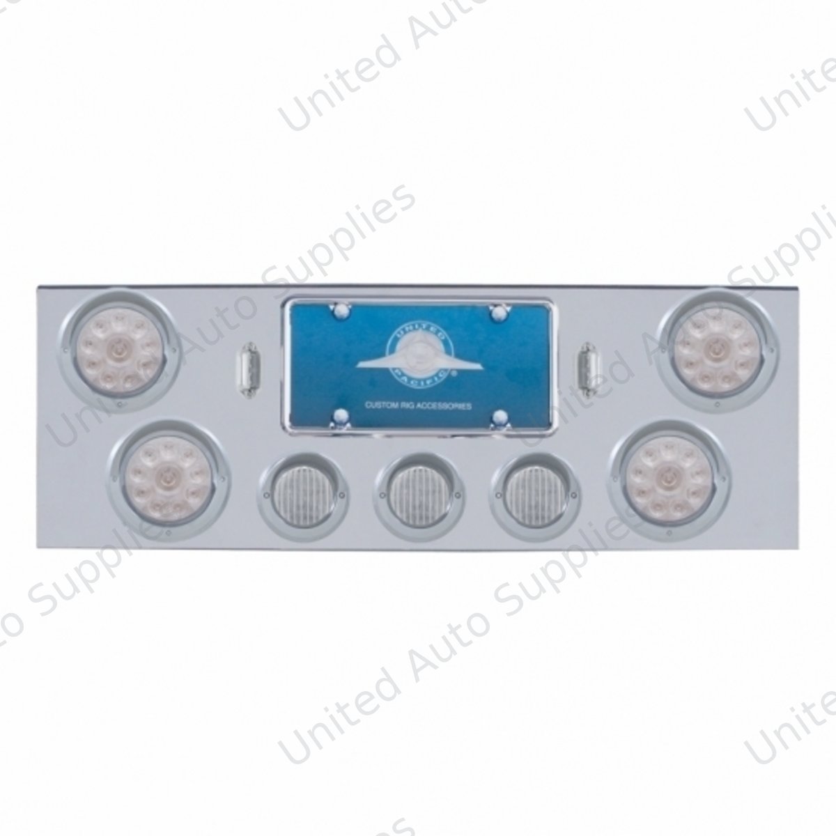 CR Rear Center Panel With 4X 10 LED 4" Lights & 3X 13 LED 2.5" Lights & Visors -Red LED/Clear Lens