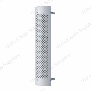 48" Tall 180 Degree Stainless Exhaust Muffler Shield For 8" Diameter Exhaust - Round Slot