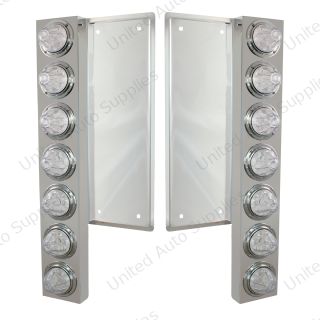 FL SS Front Air Cleaner Bracket With 12X 11 LED Watermelon Lights & Bezels -Amber LED/Clear Lens