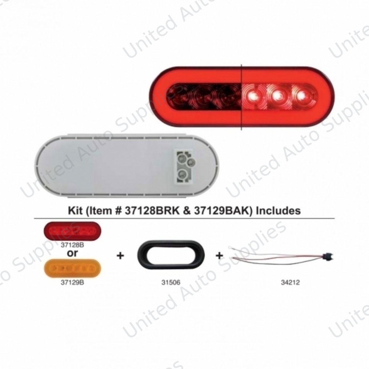 GloLight 22 LED 6" Oval Turn Signal Light Kit - Amber LED/Amber Lens