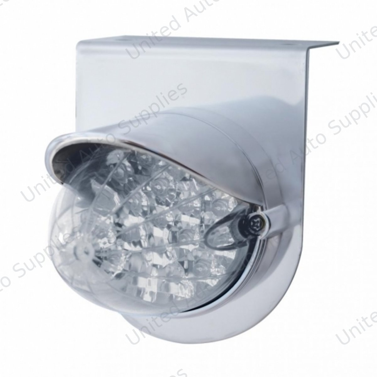 Stainless Light Bracket With 19 LED Reflector Light & Visor - Amber LED/Clear Lens