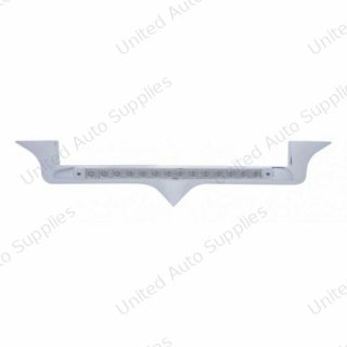 Chrome Hood Emblem Trim With 19 LED Reflector Light Bar For Kenworth - Red LED/Clear Lens