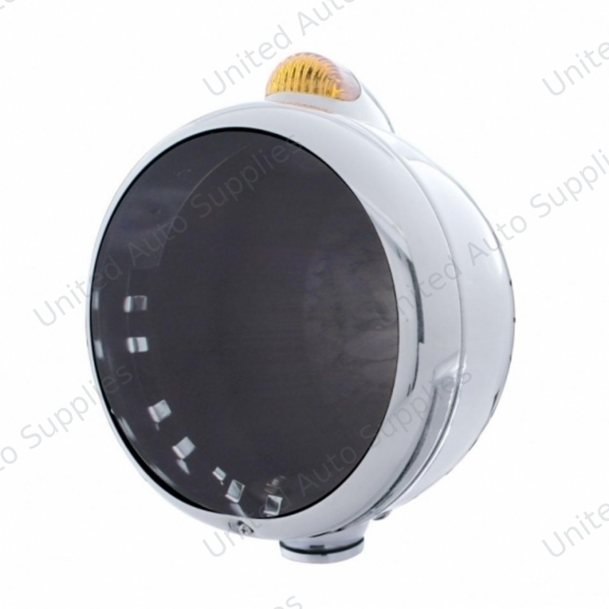 Chrome Guide 682-C Headlight No Bulb With Dual Mode LED Signal - Amber Lens