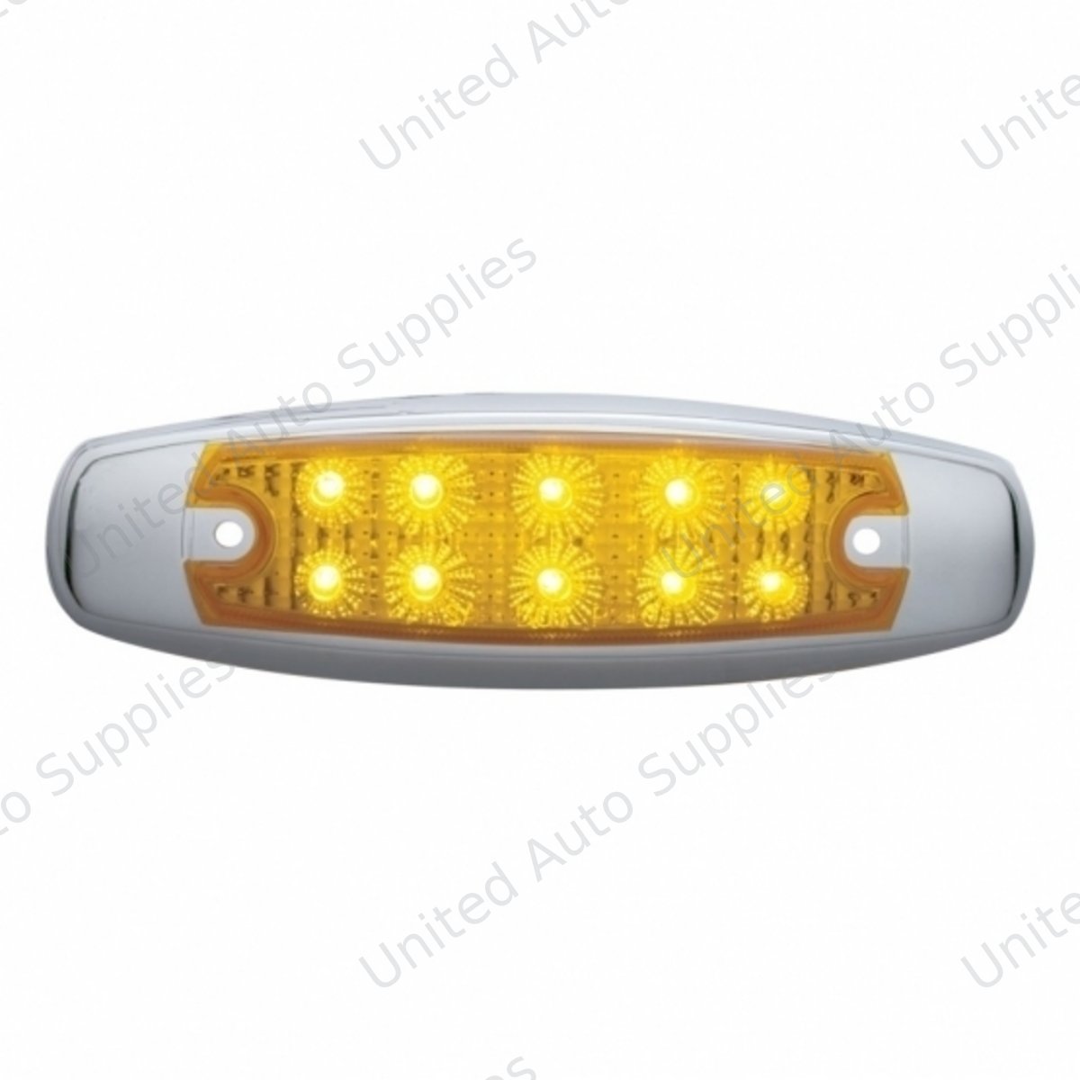 10 LED Reflector Rectangular Clearance/Marker Light - Amber LED/Amber Lens