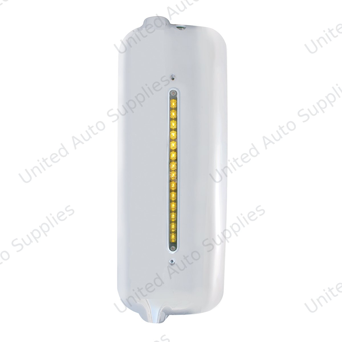Mirror Cover With 14 LED 12" Light Bar For 2005 & Older Freightliner (Driver) - Amber LED/Chrome Lens