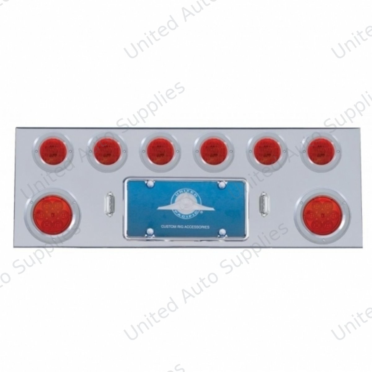 SS Rear Center Panel With 2X 7 LED 4" Reflector Light & 6X 13 LED 2.5" Light & Bezel -Red LED & Lens