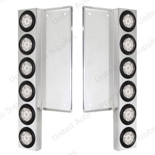 FL SS Front Air Cleaner Bracket With 12X 9 LED 2" Reflector Lights -Amber LED/Clear Lens