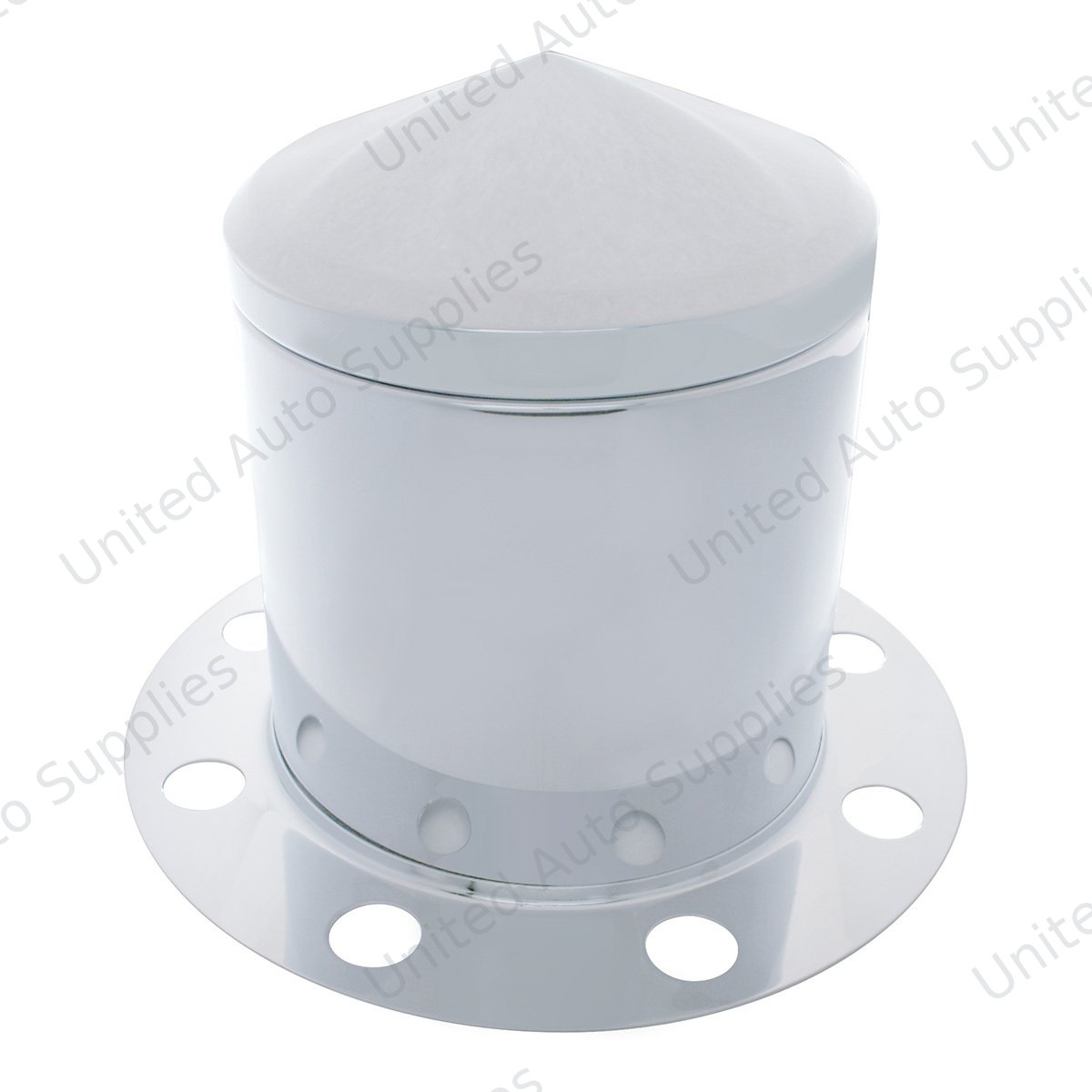 Chrome Pointed Rear Axle Cover 3PC Kit For 33mm Nut Cover - Steel/Aluminum Wheel (8 Hole)