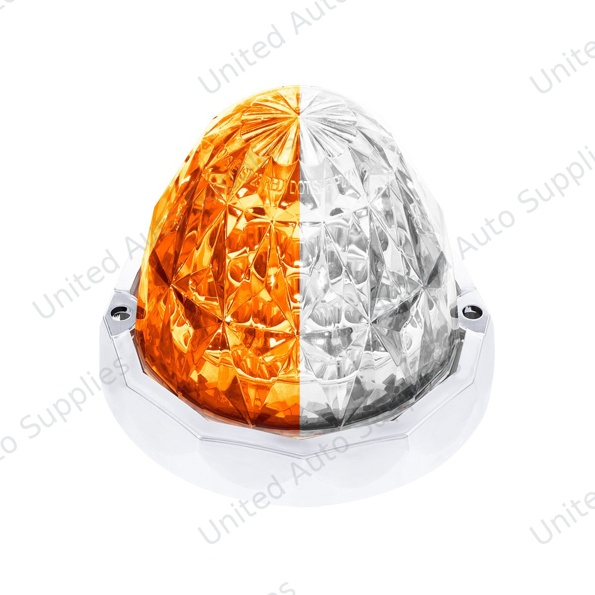 Double Fury 19 LED Dual Function Crystal Watermelon Light With Chrome Bezel-Amber & White LED/Clear Lens