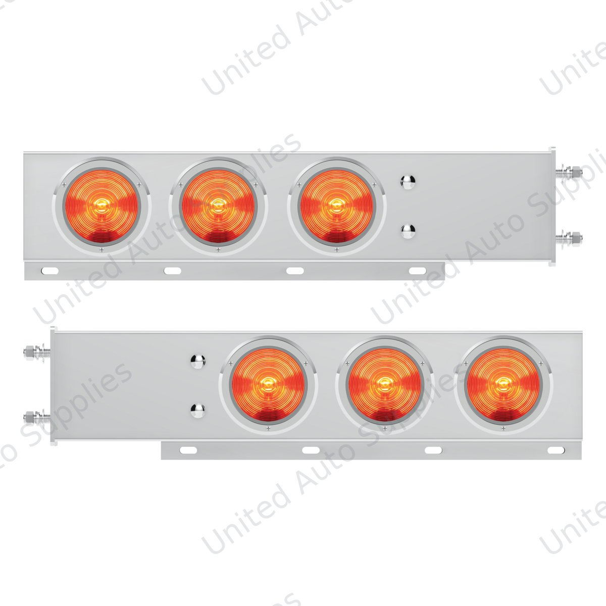 3-3/4" Bolt Pattern Deluxe Stainless Spring Loaded Light Bar With 6X 4" Lights & Bezels (Pair)