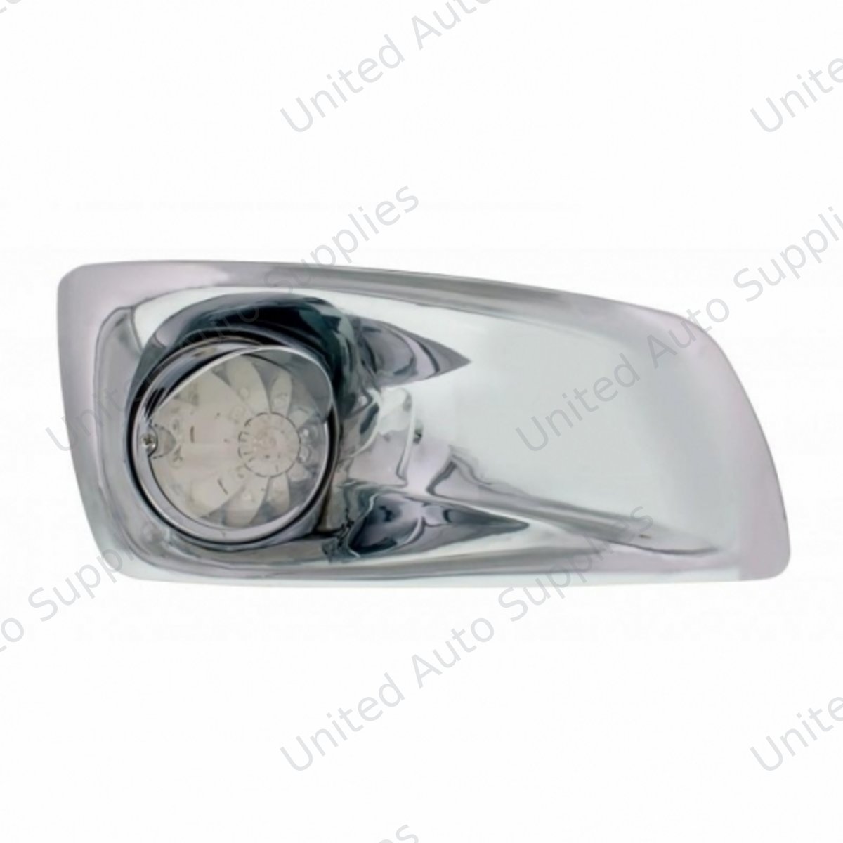 Fog Light Cover With 17 Amber LED Hi/Lo Watermelon Light & Visor For 2007-17 KW T660- Passenger -Clear Lens