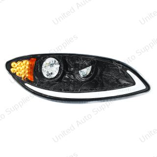 Blackout LED Headlight With LED Light Bar & Turn Signal For 2006-2017 International Prostar-Passenger