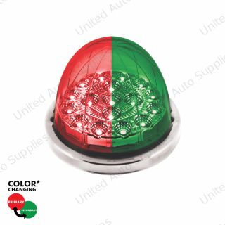 17 LED Watermelon Dual Function Double Fury Light Flush Mount Kit With Low Profile SS Bezel-Red & Green LED