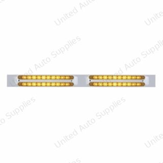Chrome Top Mud Flap Plate With Four 10 LED 9" Light Bars - Amber LED/Amber Lens (Each)