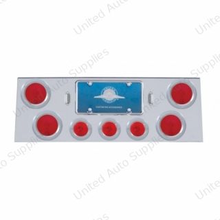 Stainless Rear Center Panel With 4X 4" Lights & 3X 2.5" Flat Lights & Bezels