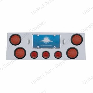 SS Rear Center Panel With 4X 12 LED 4" Reflector Lights & 3X 13 LED 2.5" Lights -Red LED & Lens