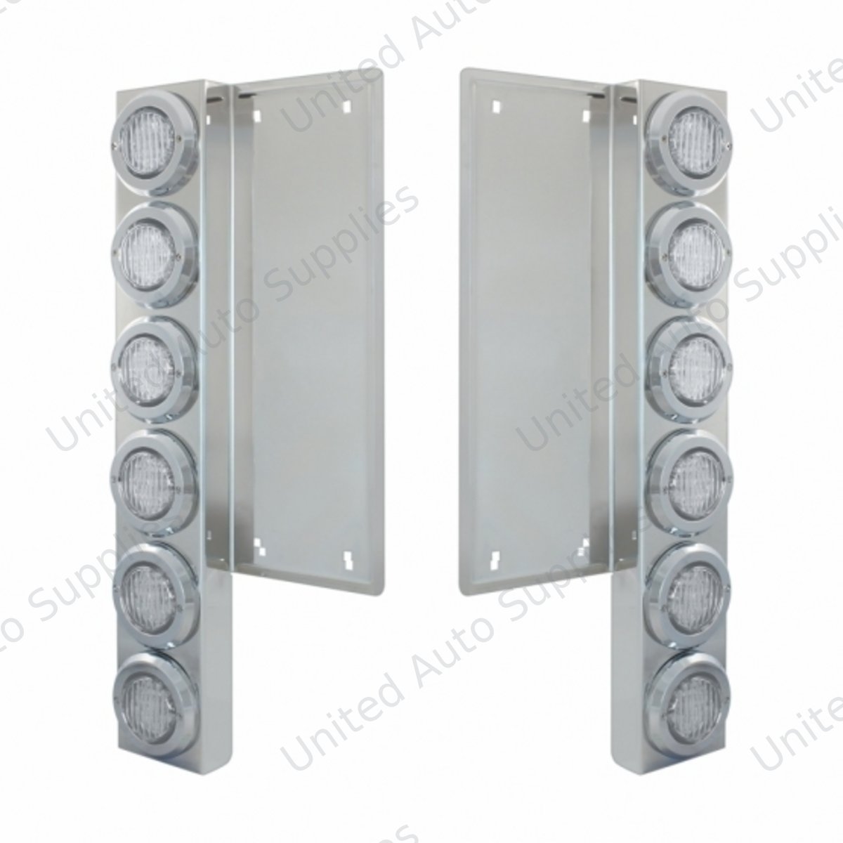 FL SS Front Air Cleaner Bracket W/12X 9 LED 2" Lights & Bezels -Amber LED/Clear Lens