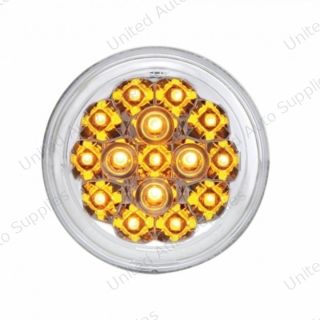 15 LED 2-3/8" Turn Signal Light For Motorcycle- Amber LED/Clear Lens
