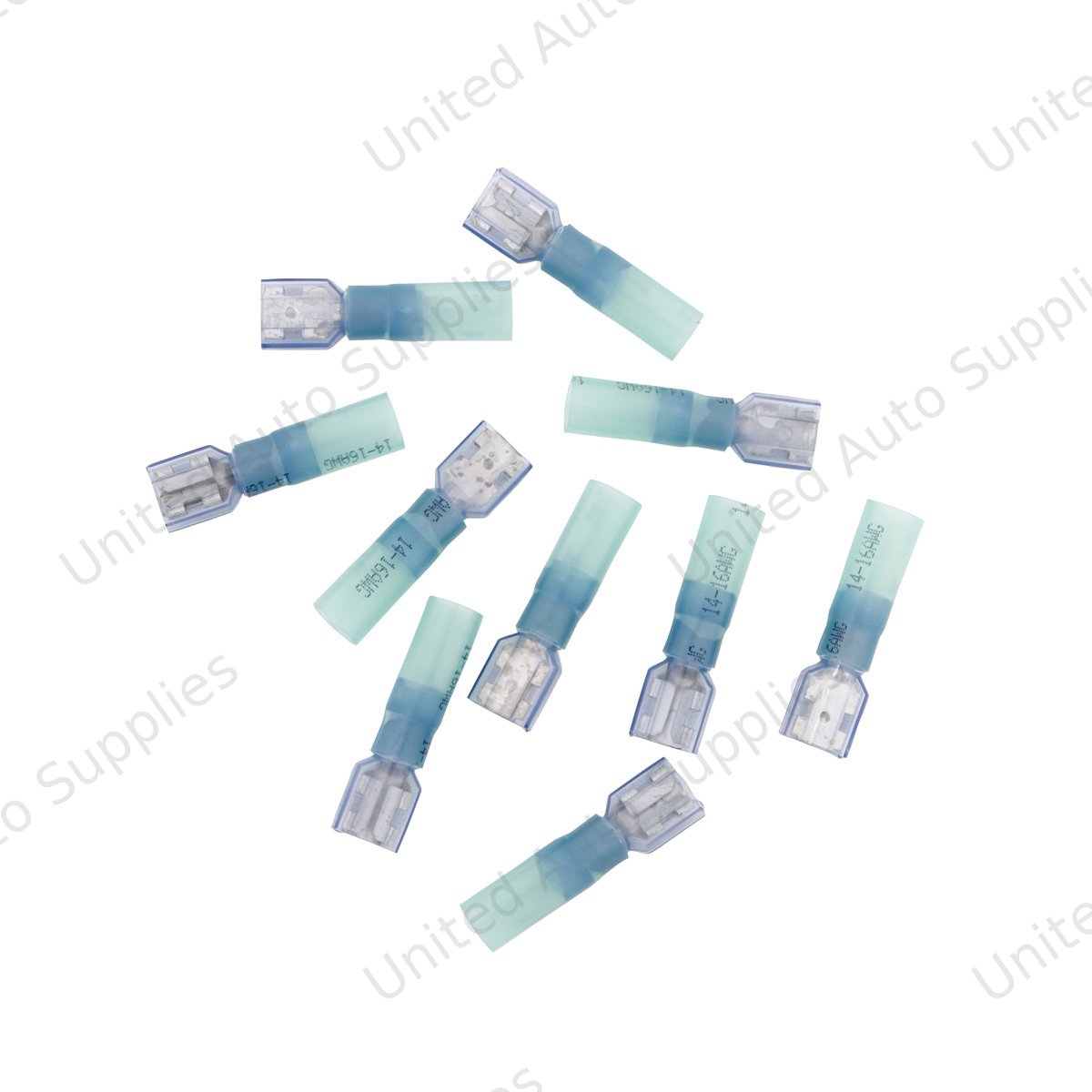 16-14 AWG .250 Tab CS Fully Insulated Heat Shrink FM Disconnect - Blue (10-Pack)