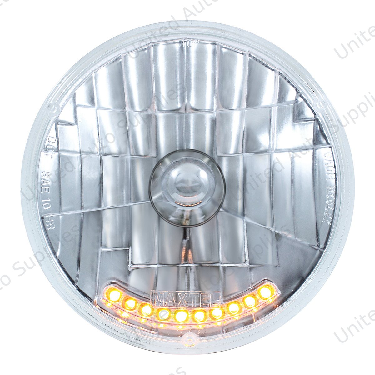 7" Crystal Headlight With 10 Amber LED Position Lights