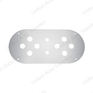 Stainless Steel Above Door Dome Light Plate With 8 x 3/4" Mini Light Cutouts For Kenworth & Peterbilt Trucks