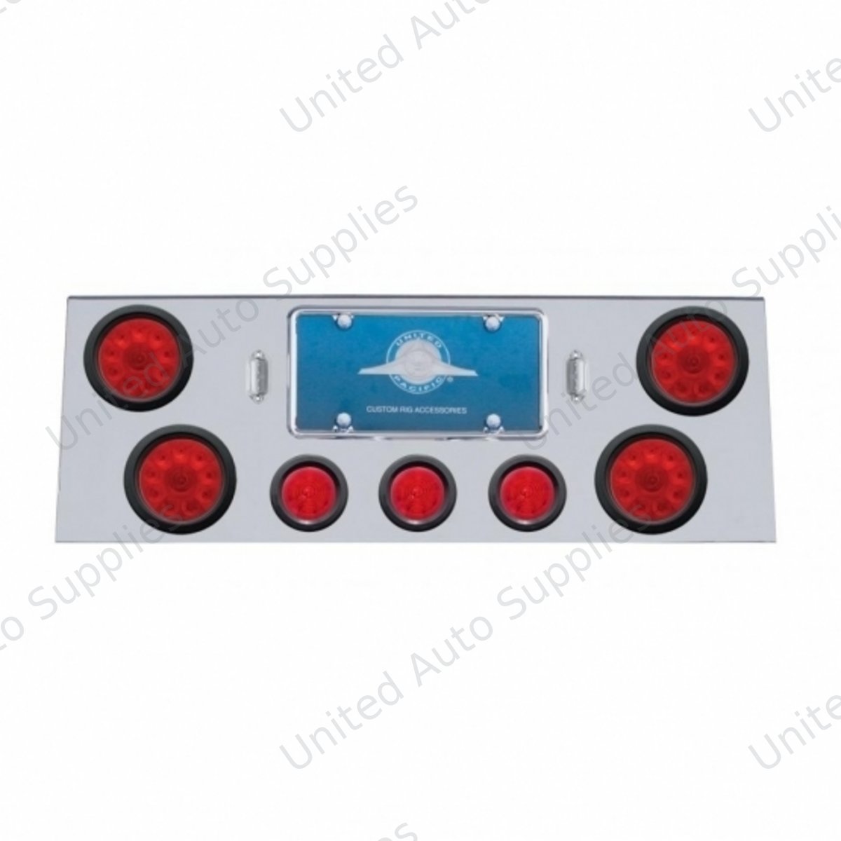 SS Rear Center Panel With 4X 10 LED 4" Lights & 3X 13 LED 2.5" Beehive Lights -Red LED & Lens