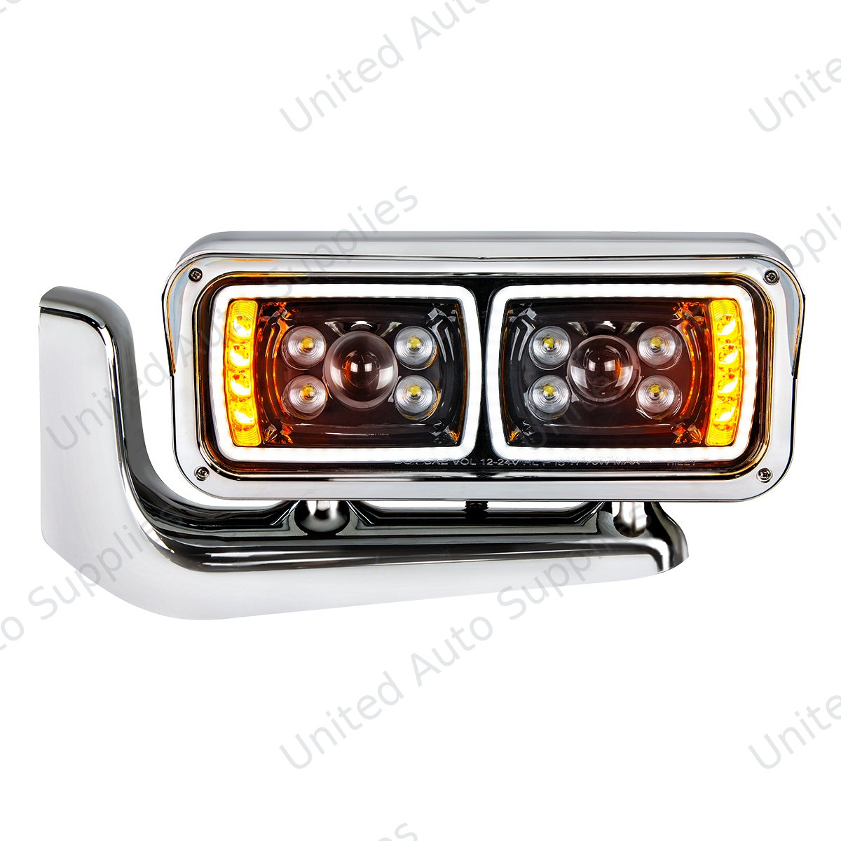 10 High Power LED "Blackout" Projection Headlight Assembly With Mounting Arm - Driver