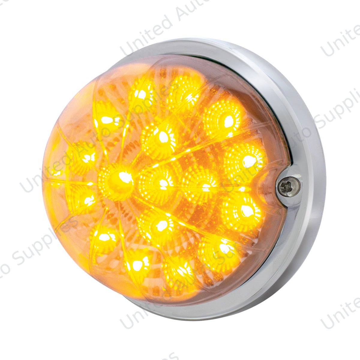 17 LED Dual Function Watermelon Clear Reflector Flush Mount Kit With Low Profile Bezel-Amber LED/Clear Lens