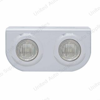 Stainless Light Bracket With 2X 3 LED 3/4" Mini Lights - Red LED/Clear Lens