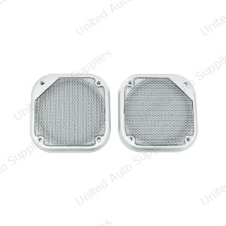 Chrome 5-1/2" Square Speaker Cover For Various Freightliner & Kenworth Models (Pair)