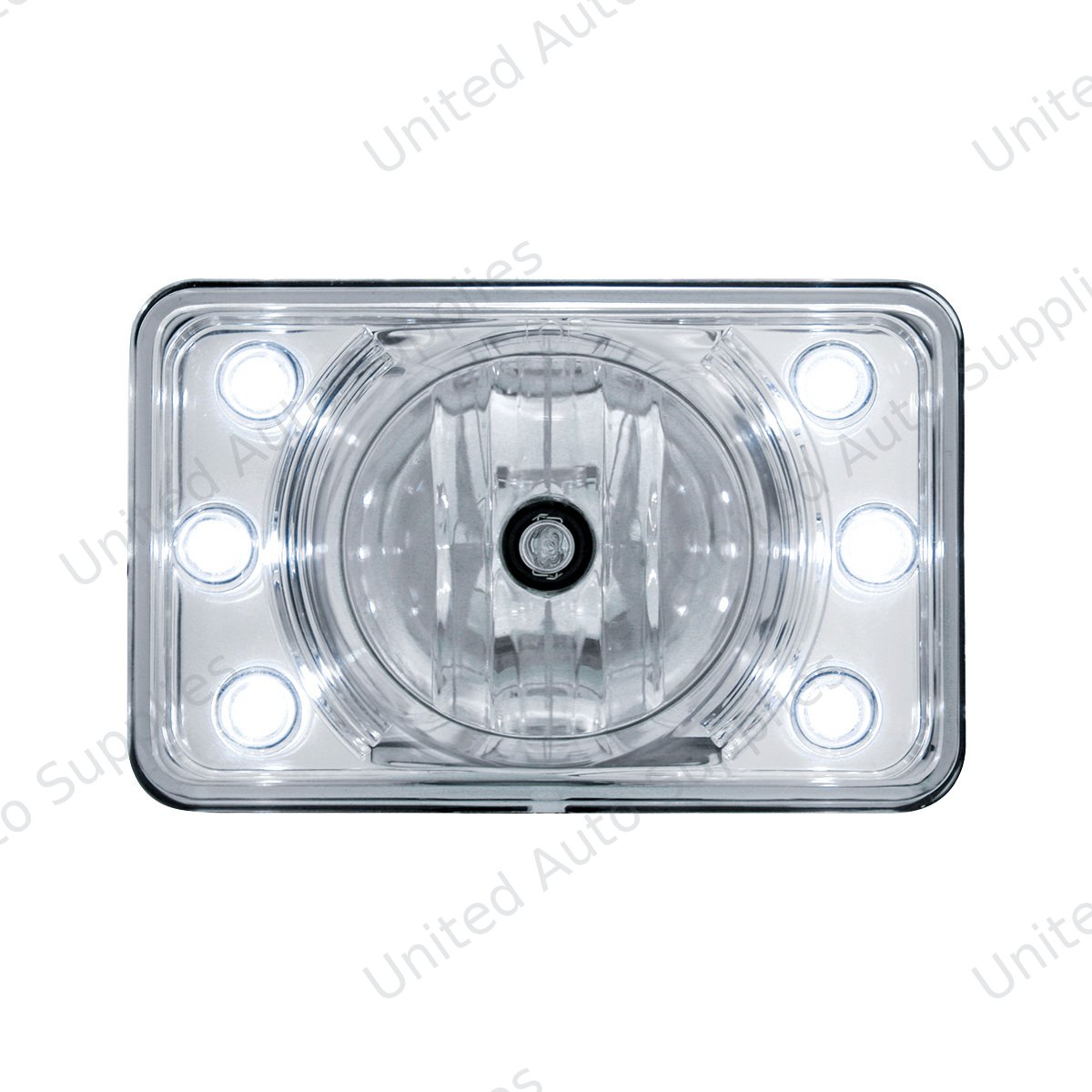 4" X 6" Crystal Projection Headlight With 6 White LED Position Light - High Beam
