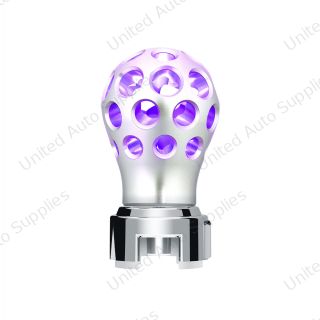 Thread-On Annodized Phoenix Ball Gearshift Knob With LED 13/15/18 Speed Adapter-Purple LED