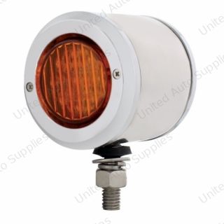 SS 2" Double Face Light With 9 LED 2" Lights & Bezels - Amber & Red LED/Amber & Red Lens