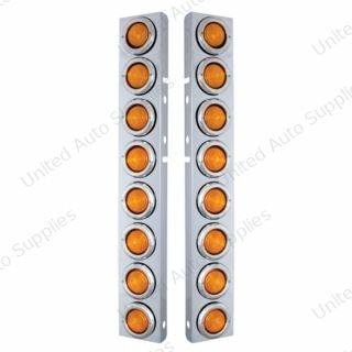 Front Air Cleaner Kit With Sixteen 2" Incandescent Flat Lights & Bezel For Peterbilt - Amber Lens