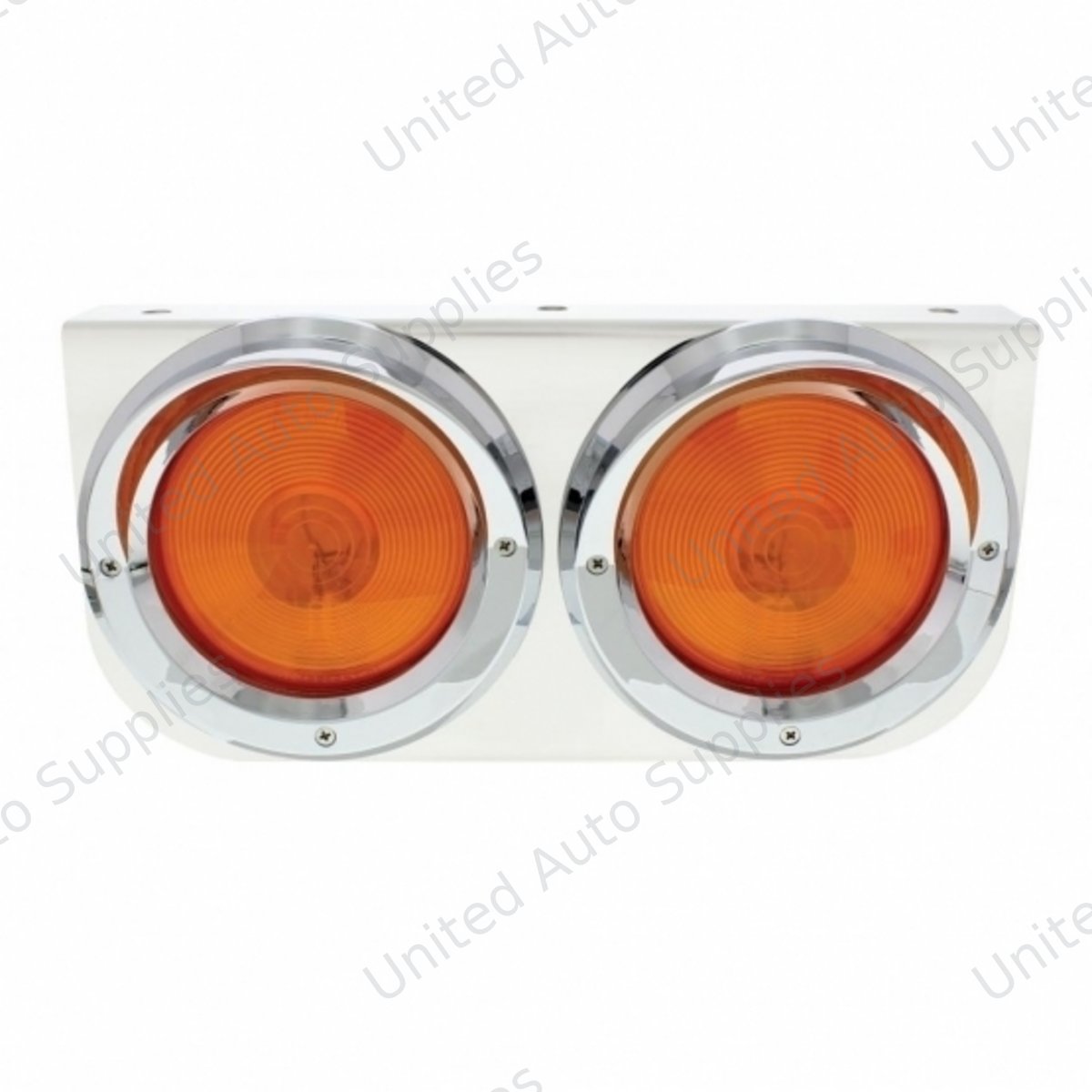 Stainless Light Bracket With 2X 4" Lights & Visors - Amber Lens