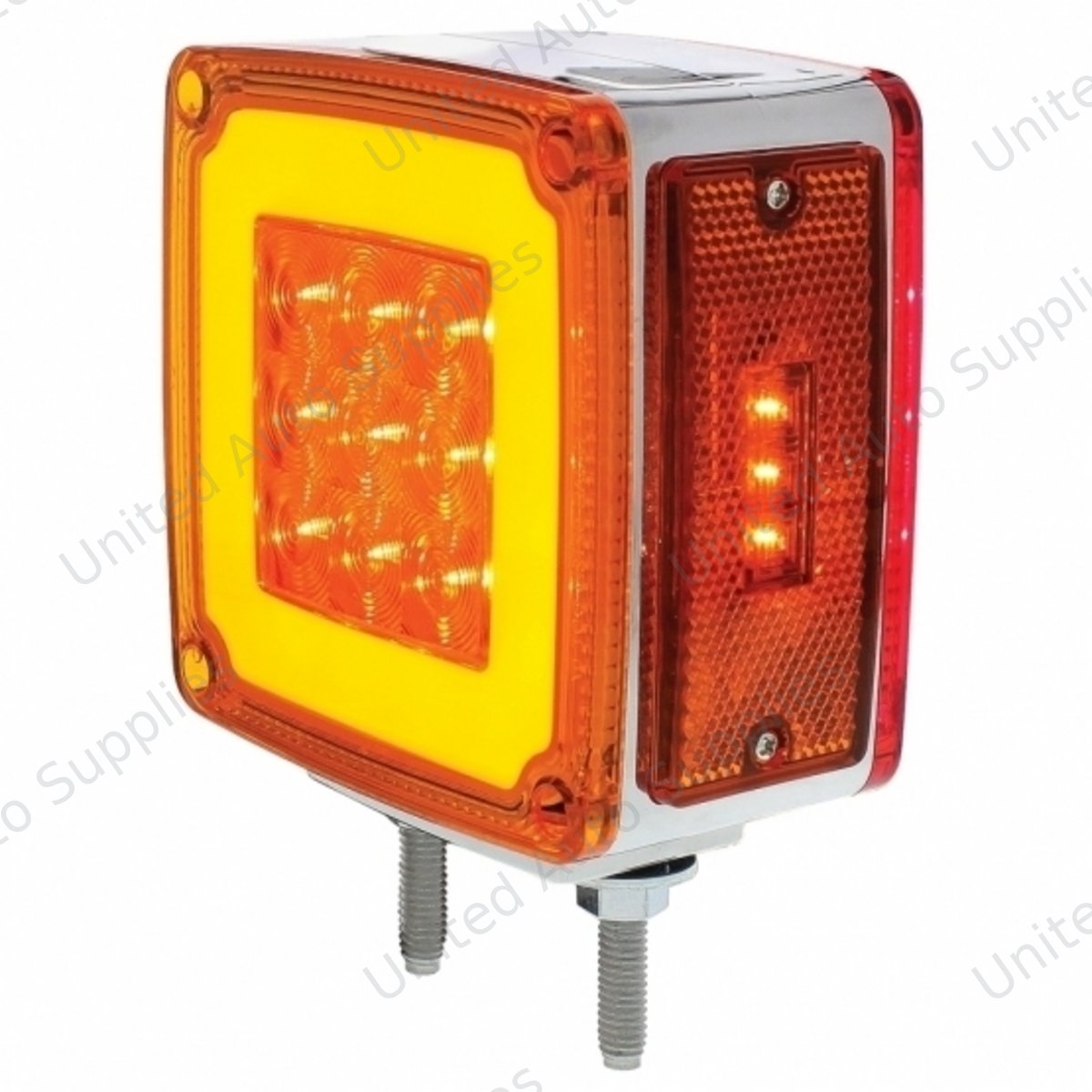 GloLight 53 LED Double Stud Double Face Turn Signal W/ Side Marker-Driver-Amber & Red LED/Amber & Red Lens