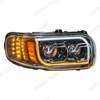 High Power LED "Blackout" Headlight With 16 LED Turn & 57 LED Bar For 2008-2024 Peterbilt 389- Passenger