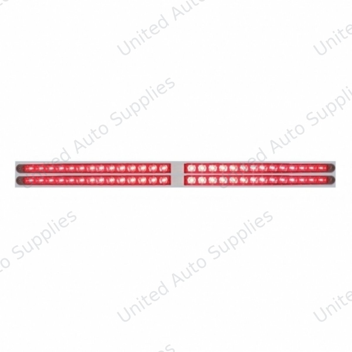 Chrome Top Mud Flap Plate With Four 14 LED 24" Light Bars - Red LED/Red Lens (Each)