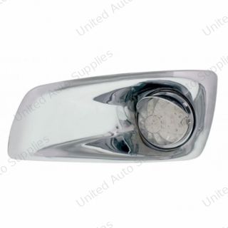 Fog Light Cover With 17 Amber LED Watermelon Light & Visor For 2007-17 KW T660- Driver -Clear Lens