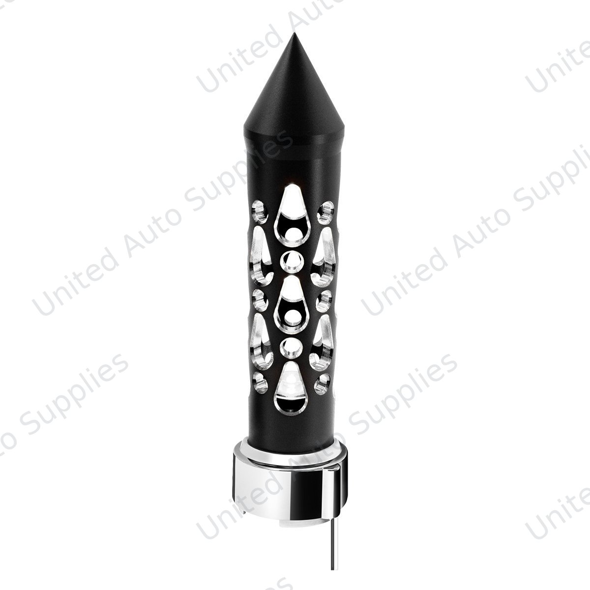Thread-On Brooklyn Spike Gearshift Knob With LED 9/10 Speed Adapter-Matte Black/White LED