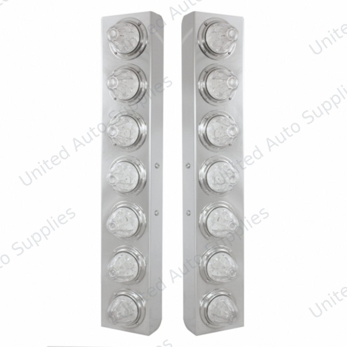 SS Front Air Cleaner Bracket With 14X 11 Amber LED Watermelon Lights & Bezel For KW Trucks -Clear Lens