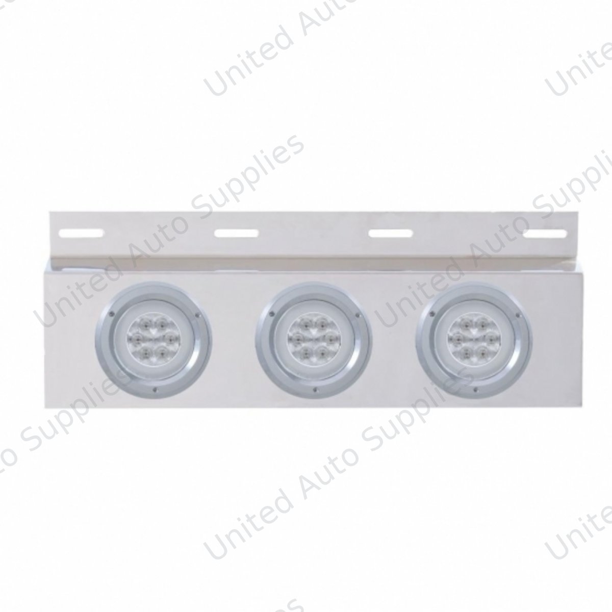 Stainless Top Mud Flap Plate With 3X 21 LED 4" GloLight & Bezels - Red LED/Clear Lens (Each)