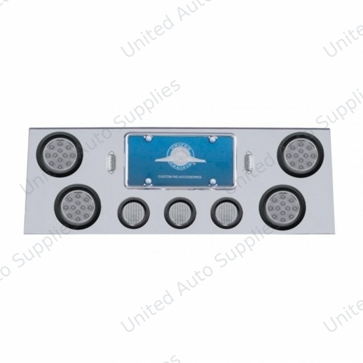 SS Rear Center Panel With 4X 12 LED 4" Reflector Lights & 3X 13 LED 2.5" Lights -Red LED/Clear Lens