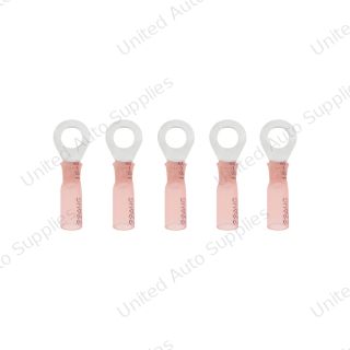 22-18 AWG 1/4" Stud CS Heat Shrink Ring Terminal - Red (5-Pack)
