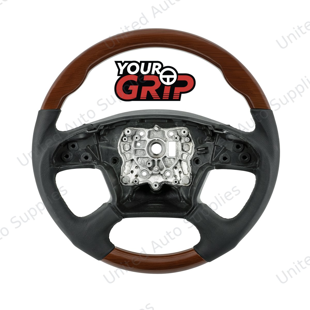 18" YourGrip Leather And Wood Steering Wheel For 2018-2026 Freightliner Cascadia