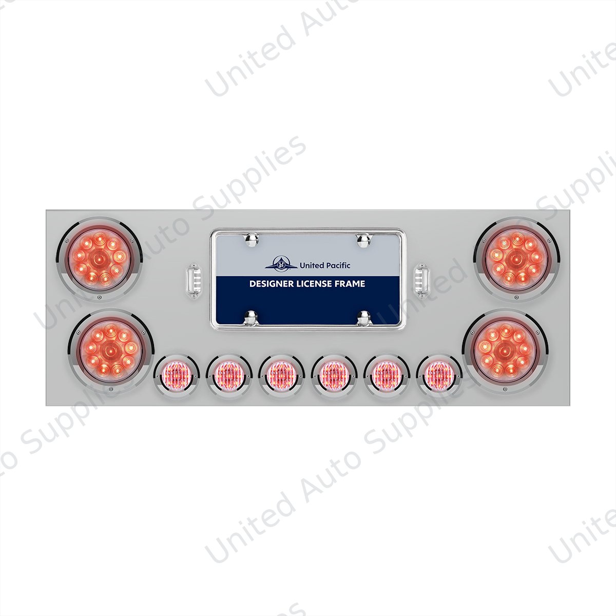 SS Rear Center Panel With 4X 10 LED 4" Lights & 6X 9 LED 2" Lights -Red LED/Clear Lens