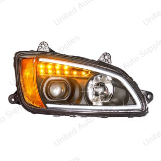 Blackout Projection Headlight With LED Turn Signal & Position Light For 2008-2017 Kenworth T660 - Passenger