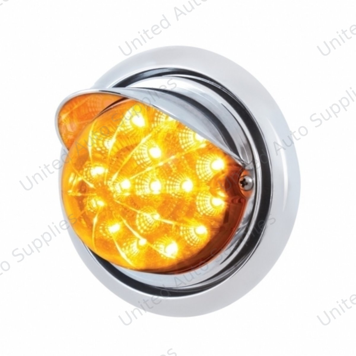 Front Bumper Light With 17 Amber LED Dual Function Clear Reflector Light & Visor For FL Columbia - Amber Lens